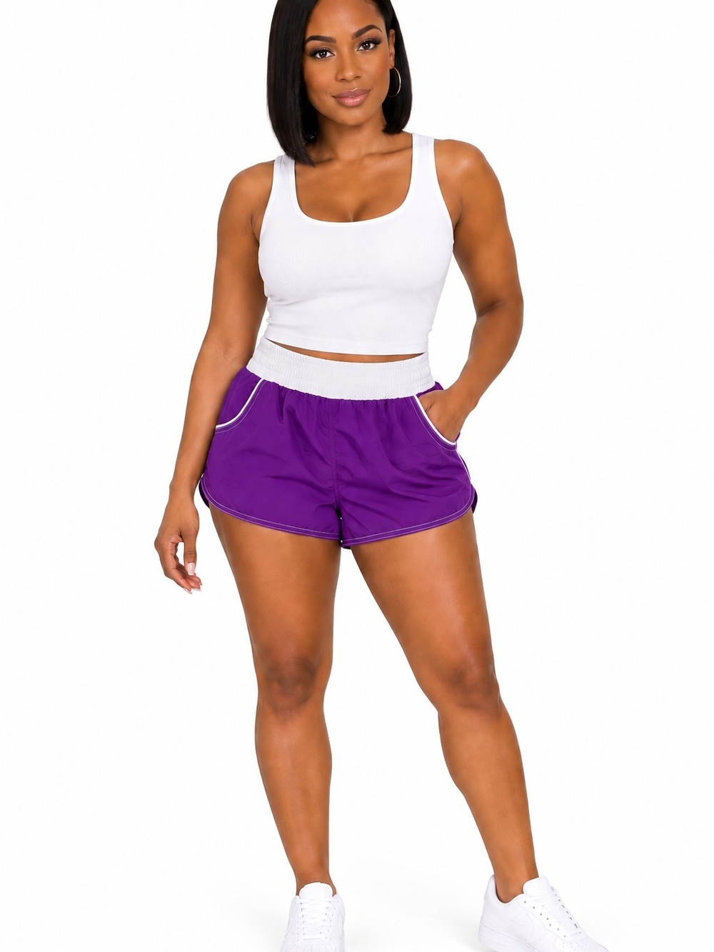Purple Women's Athletic Shorts - Classic Elastic Waist